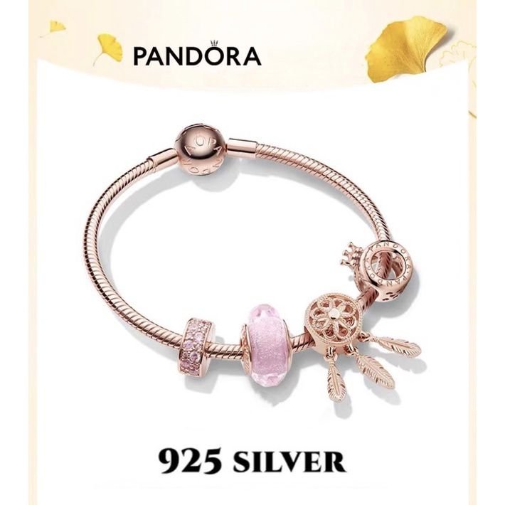 Pandora Bracelet, Bracelet, Gemstone Beads, Couple Bracelet, Soft Pink Dreamland Bracelet, 100% Authentic, Pang Sang Hand-Winged Bracelet